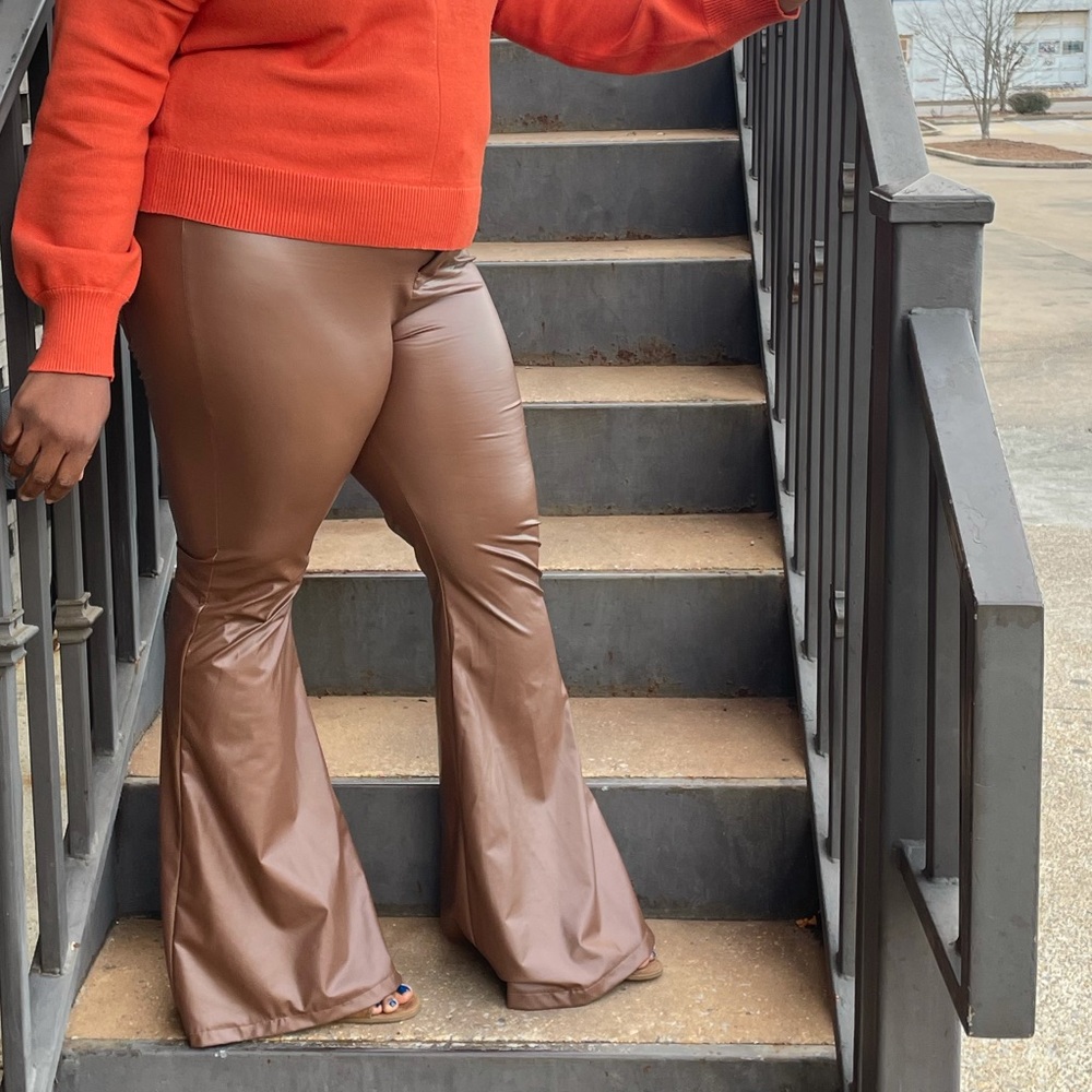Chocolate faux leather pants
